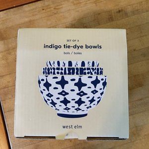West Elm Indigo Tie Dye Bowl set (3)